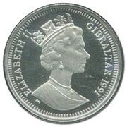 ⅕ Crown - Elizabeth II Wrestlers; Platinum Proof obverse image