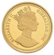 ⅕ Crown - Elizabeth II Chariot Racing; Gold Proof obverse image