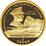 ⅕ Crown - Elizabeth II General Sikorski, United Kingdom, 1993 reverse image