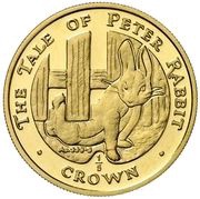 ⅕ Crown - Elizabeth II Peter Rabbit Escaping; Gold Proof reverse image