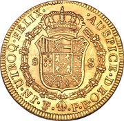 8 Escudos - Charles III, Bolivia, 1778-1788 reverse image