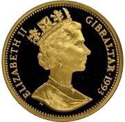 ½ Crown - Elizabeth II Japanese Royal Wedding - Peacocks in profil obverse image