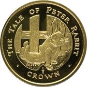 ½ Crown - Elizabeth II Peter Rabbit Escaping; Gold Proof, United Kingdom, 1996 reverse image