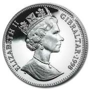 ½ Crown - Elizabeth II Cupid hologram; Silver Proof obverse image