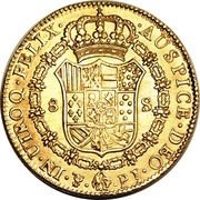8 Escudos - Ferdinand VII, Bolivia, 1822-1824 reverse image