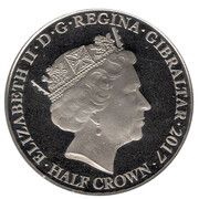 ½ Crown - Elizabeth II Platinum Wedding obverse image
