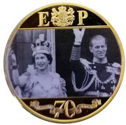 ½ Crown - Elizabeth II 7 Decades of Devotion; Gold plated, United Kingdom, 2021 reverse image