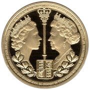 ½ Crown - Elizabeth II Platinum Jubilee; Gold Plated, United Kingdom, 2022 reverse image