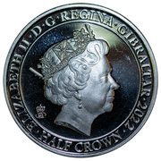 ½ Crown In the name of Elizabeth II; Devoted to Service obverse image