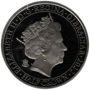 ½ Crown In the name of Elizabeth II; Devoted to Your Service; Black Gold Plated obverse image