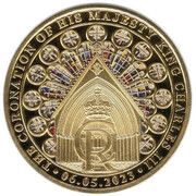 ½ Crown - Charles III Coronation; Gold plated, United Kingdom, 2023 reverse image