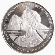 1 Crown - Elizabeth II Queen Mother; Silver Proof, United Kingdom, 1980 reverse image