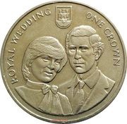 1 Crown - Elizabeth II Royal Wedding, United Kingdom, 1981 reverse image
