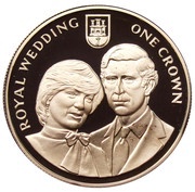 1 Crown - Elizabeth Royal Wedding; Silver Proof reverse image