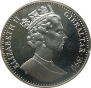 1 Crown - Elizabeth II World Cup - Ball at head obverse image