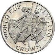 1 Crown - Elizabeth II World Cup - Ball at head, United Kingdom, 1990 reverse image