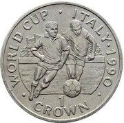 1 Crown - Elizabeth II World Cup - Two players, United Kingdom, 1990 reverse image