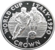 1 Crown - Elizabeth II World Cup - Two players; Silver Proof, United Kingdom, 1990 reverse image