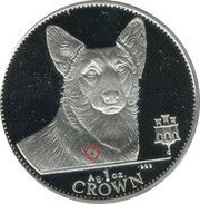 1 Crown - Elizabeth II Corgi; Silver Proof, United Kingdom, 1991 reverse image