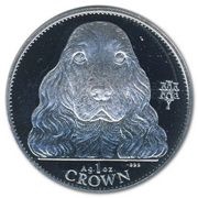 1 Crown - Elizabeth II Cocker Spaniel; Silver Proof reverse image