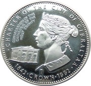 1 Crown - Elizabeth II Gibraltar City Charter, United Kingdom, 1992 reverse image
