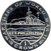 1 Crown - Elizabeth II U.S.S. Philadelphia, United Kingdom, 1993 reverse image