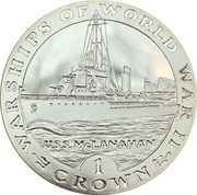 1 Crown - Elizabeth II U.S.S. McLanahan; Silver Proof, United Kingdom, 1993 reverse image