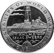 1 Crown - Elizabeth II HNLMS Isaac Sweers, United Kingdom, 1993 reverse image