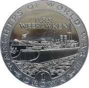 1 Crown - Elizabeth II USS Weehawken, United Kingdom, 1993 reverse image