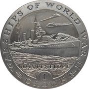 1 Crown - Elizabeth II H.M.S. Penelope, United Kingdom, 1993 reverse image