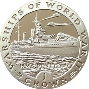 1 Crown - Elizabeth II H.M.S. Penelope; Silver Proof, United Kingdom, 1993 reverse image
