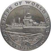 1 Crown - Elizabeth II U.S.S. Gleaves, United Kingdom, 1993 reverse image