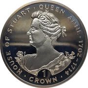 1 Crown - Elizabeth II Queen Anne, United Kingdom, 1993 reverse image