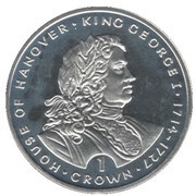 1 Crown - Elizabeth II King George I; Silver Proof, United Kingdom, 1993 reverse image