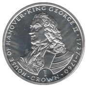 1 Crown - Elizabeth II King George II; Silver Proof, United Kingdom, 1993 reverse image