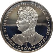 1 Crown - Elizabeth II King George IV, United Kingdom, 1993 reverse image