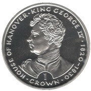 1 Crown - Elizabeth II King George IV; Silver Proof, United Kingdom, 1993 reverse image