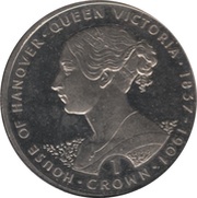 1 Crown - Elizabeth II Queen Victoria; Silver Proof, United Kingdom, 1993 reverse image