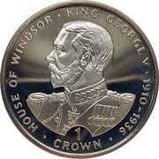 1 Crown - Elizabeth II King George V, United Kingdom, 1993 reverse image