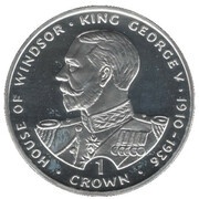 1 Crown - Elizabeth II King George V; Silver Proof, United Kingdom, 1993 reverse image