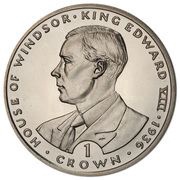 1 Crown - Elizabeth II King Edward VIII; Silver Proof, United Kingdom, 1993 reverse image