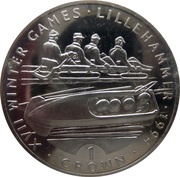1 Crown - Elizabeth II Bobsledding, United Kingdom, 1993 reverse image