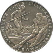 1 Crown - Elizabeth II Winter Olympics - Ski, United Kingdom, 1993 reverse image