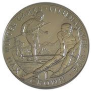 1 Crown - Elizabeth II Skiing; Silver Proof, United Kingdom, 1993 reverse image