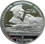 1 Crown - Elizabeth II General Sikorski, United Kingdom, 1993 reverse image