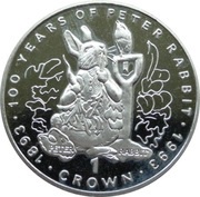 1 Crown - Elizabeth II Peter Rabbit-100 years, United Kingdom, 1993 reverse image