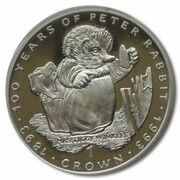 1 Crown - Elizabeth II Mrs. Tiggy Winkle; Silver Proof, United Kingdom, 1993 reverse image