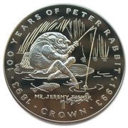1 Crown - Elizabeth II Mr. Jeremy Fisher; Silver Proof, United Kingdom, 1993 reverse image