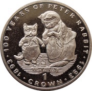 1 Crown - Elizabeth II Tom Kitten, United Kingdom, 1993 reverse image