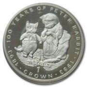 1 Crown - Elizabeth II Tom Kitten; Silver Proof, United Kingdom, 1993 reverse image